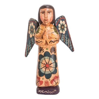 Alternate image for Handcrafted Archangel Gabriel Pinewood Statuette A Divine Messenger