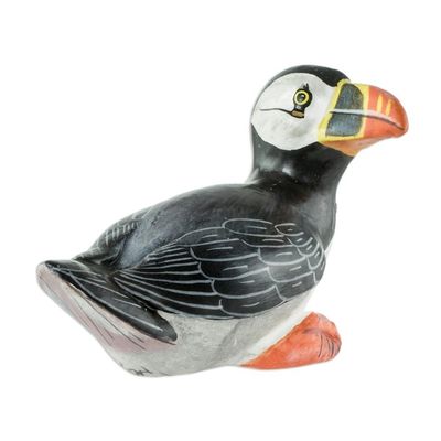 Alternate image for Guatemala Handcrafted Ceramic Atlantic Puffin Figurine Atlantic Puffin