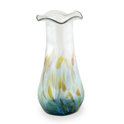 Alternate image for Fair Trade Artisan Crafted Hand Blown Glass Vase Aquatic Fantasy