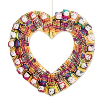 Alternate image for Handcrafted Heart-Shaped Cotton Worry Doll Wreath United by Love