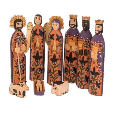Alternate image for Wood Nativity Scene Sculpture Set of 9  Rejoice