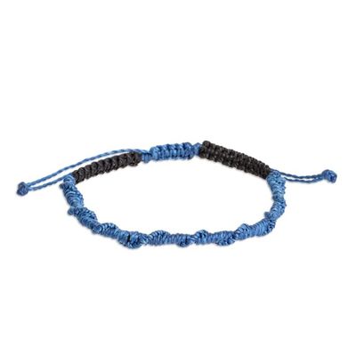Alternate image for Handmade Macrame Bracelet from Guatemala Ripple Effect in Blue