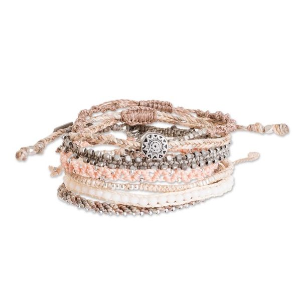 Alternate image for Glass Beaded Macrame Bracelets in Pink Set of 7 Boho Histories in Pink
