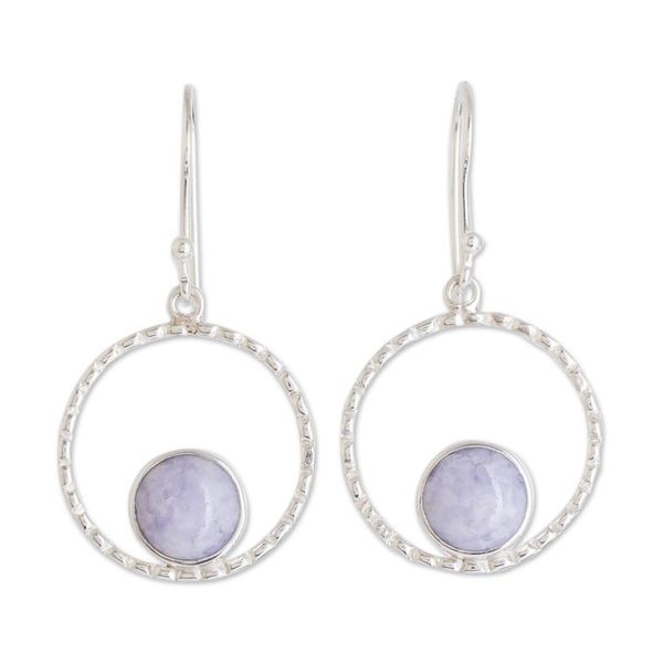 Alternate image for Sterling Silver and Lilac Jade Earrings from Guatemala Full Moon in Lilac