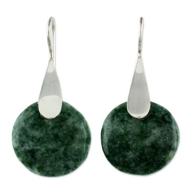 Alternate image for Modern Fair Trade Silver 925 Light Green Jade Earrings Cool Yaxha Jungle