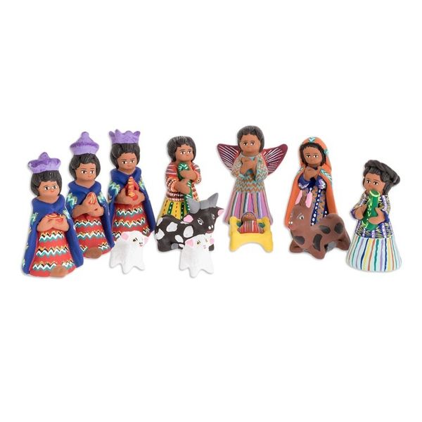 Alternate image for Unique Ceramic Nativity Scene Sculpture Set of 12 Chichicastenango