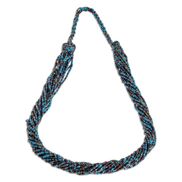 Alternate image for Artisan Crafted Beaded Necklace Cool Grotto