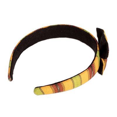Alternate image for Ocher Headband with Bow Hand-woven with 100 Cotton Canvas Ocher Origins