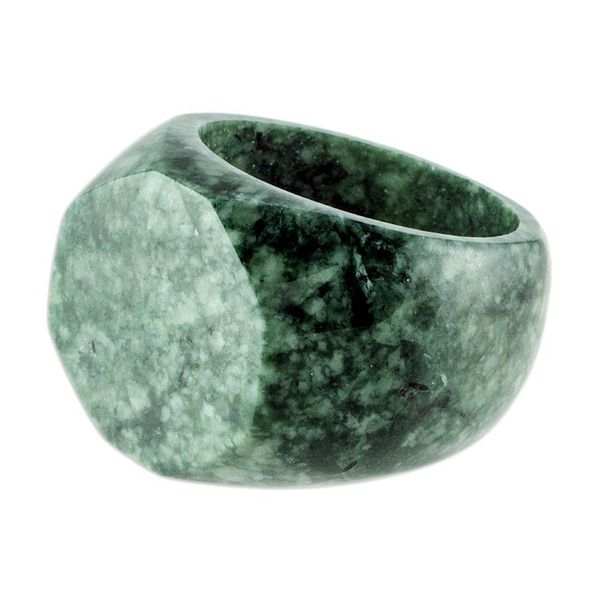 Alternate image for Signet Style Green Guatemalan Jade Ring Indomitable