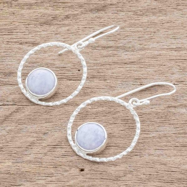 Alternate image for Sterling Silver and Lilac Jade Earrings from Guatemala Full Moon in Lilac