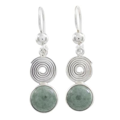 Alternate image for Light green jade dangle earrings Spiral of Life