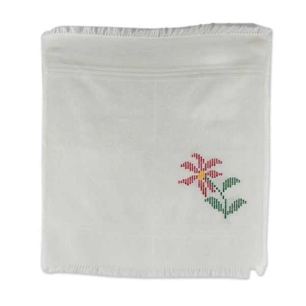 Alternate image for White Floral Cotton Table Linen Set from Guatemala Poinsettia Grace