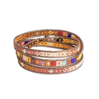 Alternate image for Beaded Wrap Bracelet Multicolor Multi Cord from Guatemala Colorful Dance