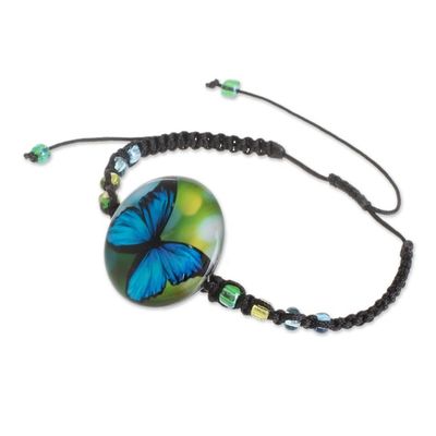 Alternate image for Butterfly Glass Beaded Macrame Pendant Bracelet Morpheus
