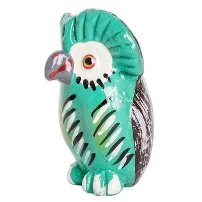 Alternate image for Hand-Painted Small Ceramic Owl Figurine from Guatemala Endearing Tecolote