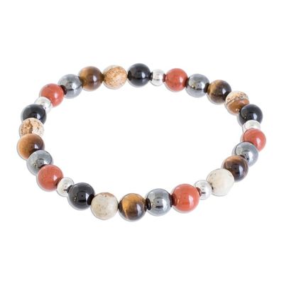 Alternate image for Mens Multi-Gemstone Beaded Stretch Bracelet from Costa Rica Planetary Harmony