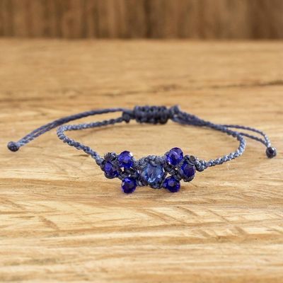 Alternate image for Blue Beaded Macrame Bracelet from Guatemala Oniric Glow
