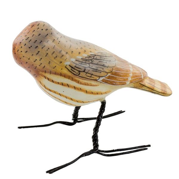 Alternate image for Artisan Crafted Elf Owl Ceramic Bird Figurine from Guatemala Elf Owl