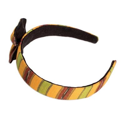 Alternate image for Ocher Headband with Bow Hand-woven with 100 Cotton Canvas Ocher Origins