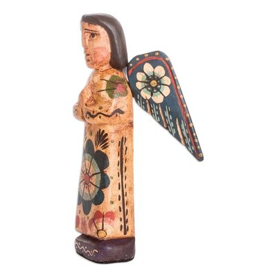 Alternate image for Handcrafted Archangel Gabriel Pinewood Statuette A Divine Messenger