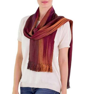Alternate image for Handcrafted Rayon Scarf Solola Wine Cocoa