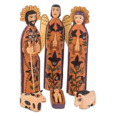 Alternate image for Wood Nativity Scene Sculpture Set of 9  Rejoice