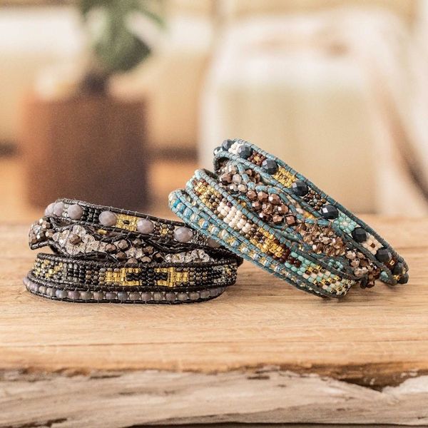 Alternate image for Handcrafted Beaded Positive Energy Long Wrap Bracelets Compassion and Guidance