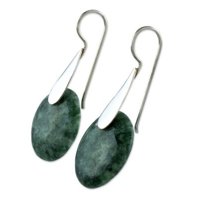 Alternate image for Modern Fair Trade Silver 925 Light Green Jade Earrings Cool Yaxha Jungle