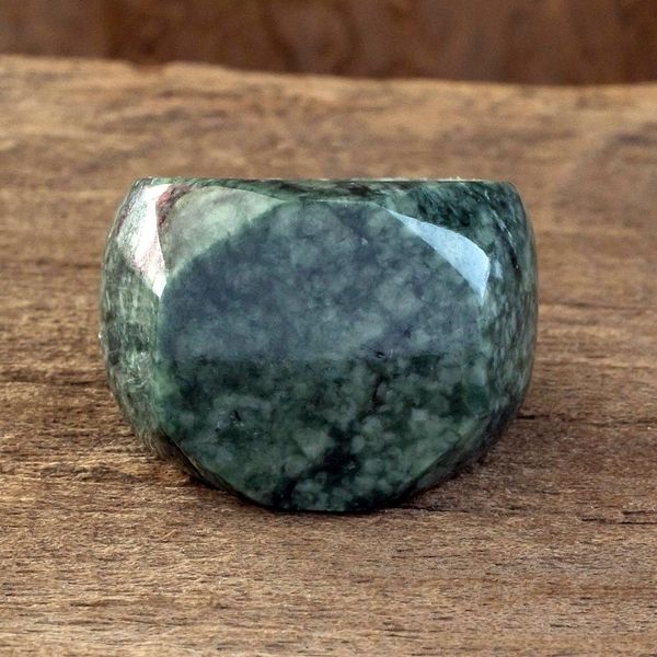 Alternate image for Signet Style Green Guatemalan Jade Ring Indomitable