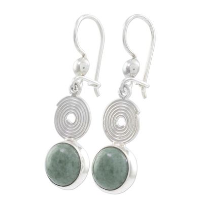 Alternate image for Light green jade dangle earrings Spiral of Life