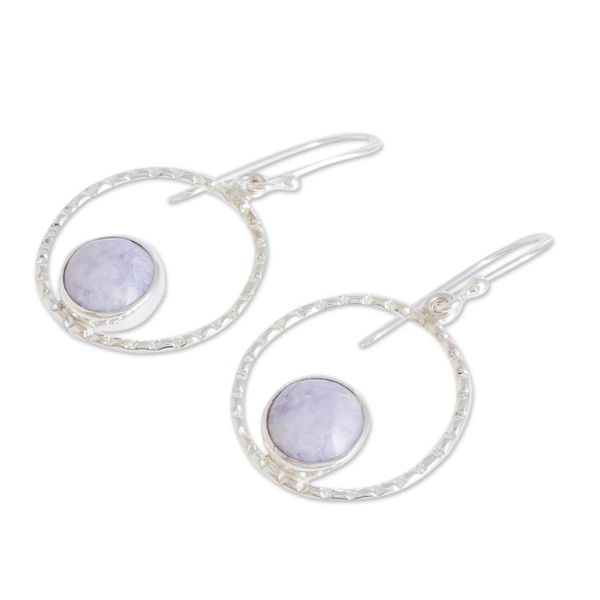Alternate image for Sterling Silver and Lilac Jade Earrings from Guatemala Full Moon in Lilac