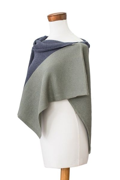 Alternate image for Handmade Indigo  Olive Cotton Poncho with Fold-Over Collar Atitln Sunrise