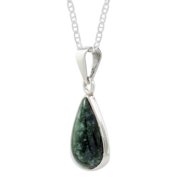 Alternate image for Green Jade Teardrop Pendant Necklace from Guatemala Falling Drop