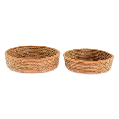 Alternate image for Handmade Pine Needle and Cotton Baskets in Sepia Pair Journey to Tecpan in Sepia