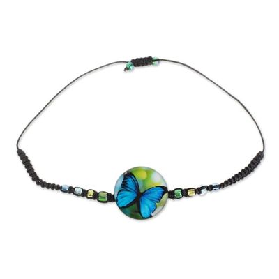 Alternate image for Butterfly Glass Beaded Macrame Pendant Bracelet Morpheus
