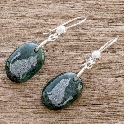 Alternate image for Sterling Silver and Jade Cat Dangle Earrings Nature of God - Cat