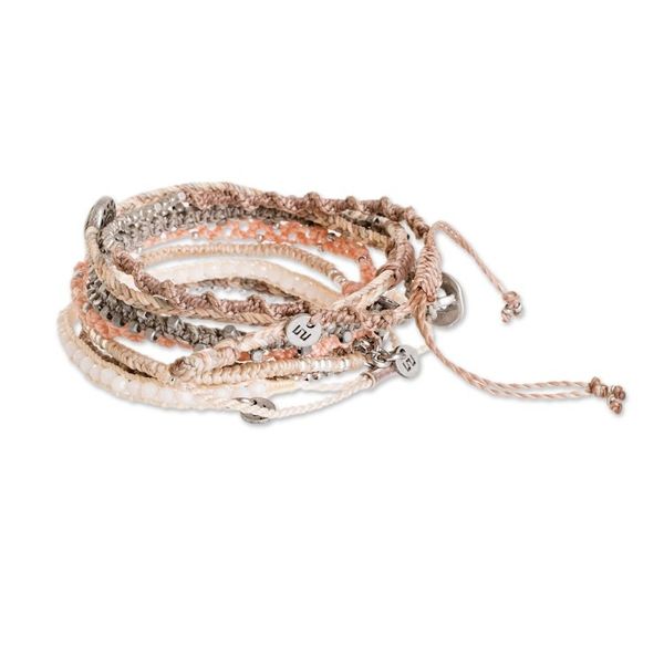 Alternate image for Glass Beaded Macrame Bracelets in Pink Set of 7 Boho Histories in Pink