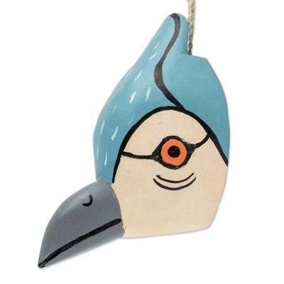 Alternate image for Light Blue Kingfisher Small Wood Mask Kingfisher
