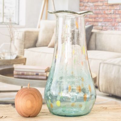 Alternate image for Fair Trade Artisan Crafted Hand Blown Glass Vase Aquatic Fantasy