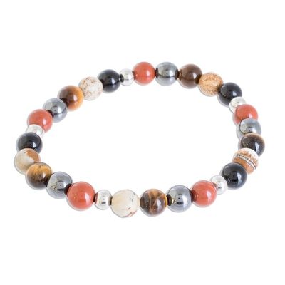 Alternate image for Mens Multi-Gemstone Beaded Stretch Bracelet from Costa Rica Planetary Harmony