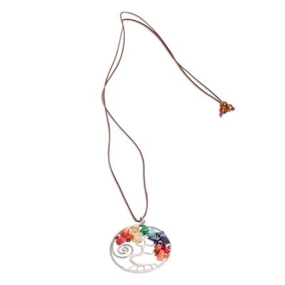 Alternate image for Nature-Themed Polished Multi-Gemstone Pendant Necklace Love Your Magical Nature