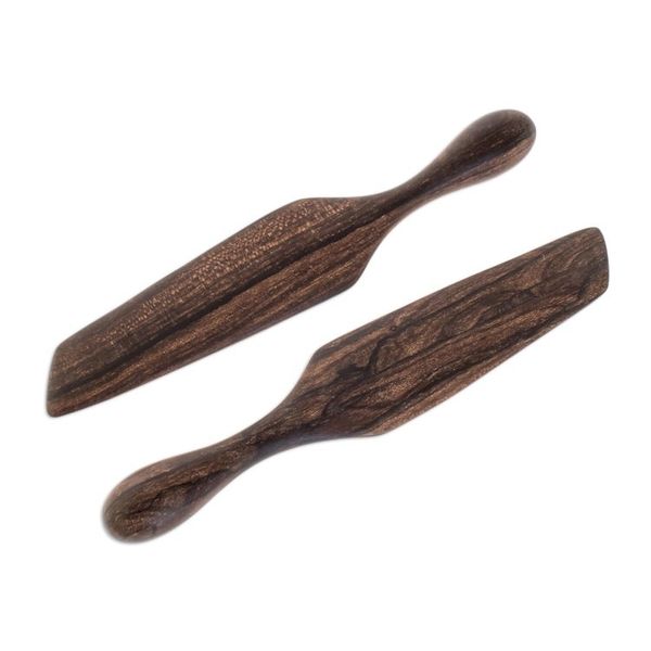 Alternate image for Collectible Wood Serving Utensil Kitchen Accessory Pair Guatemalan Fry Up