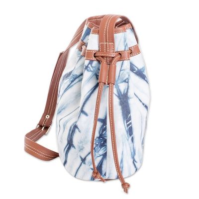 Alternate image for Artisan Crafted Cotton Shoulder Bag with Natural Indigo Dyes Indigo Clouds