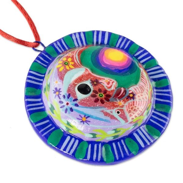 Alternate image for Crescent Moon Eclipse Ceramic Ornaments Pair Eclipse of the Sun