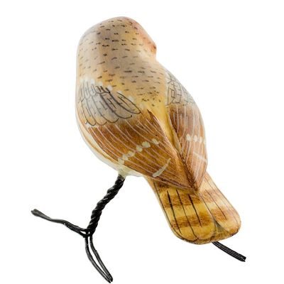 Alternate image for Artisan Crafted Elf Owl Ceramic Bird Figurine from Guatemala Elf Owl