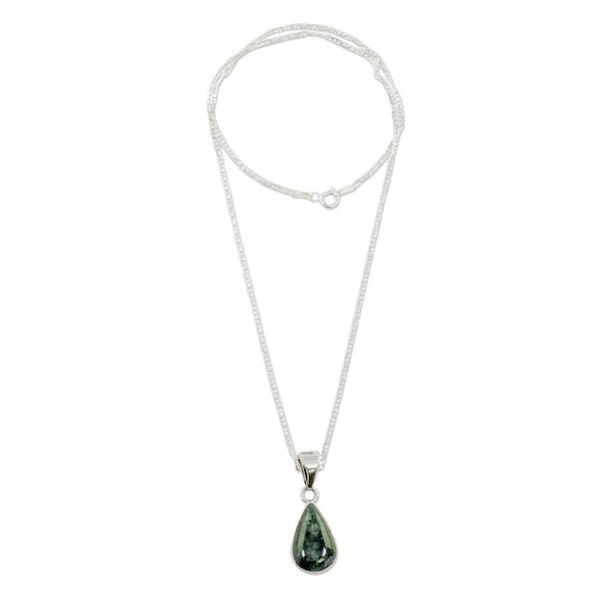Alternate image for Green Jade Teardrop Pendant Necklace from Guatemala Falling Drop