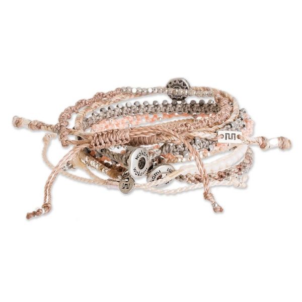 Alternate image for Glass Beaded Macrame Bracelets in Pink Set of 7 Boho Histories in Pink