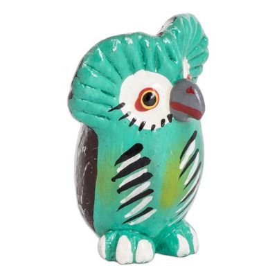 Alternate image for Hand-Painted Small Ceramic Owl Figurine from Guatemala Endearing Tecolote