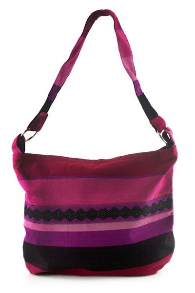 Alternate image for Handcrafted Cotton Shoulder Bag Lined Luscious Purple