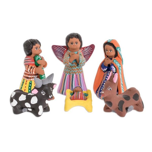 Alternate image for Unique Ceramic Nativity Scene Sculpture Set of 12 Chichicastenango